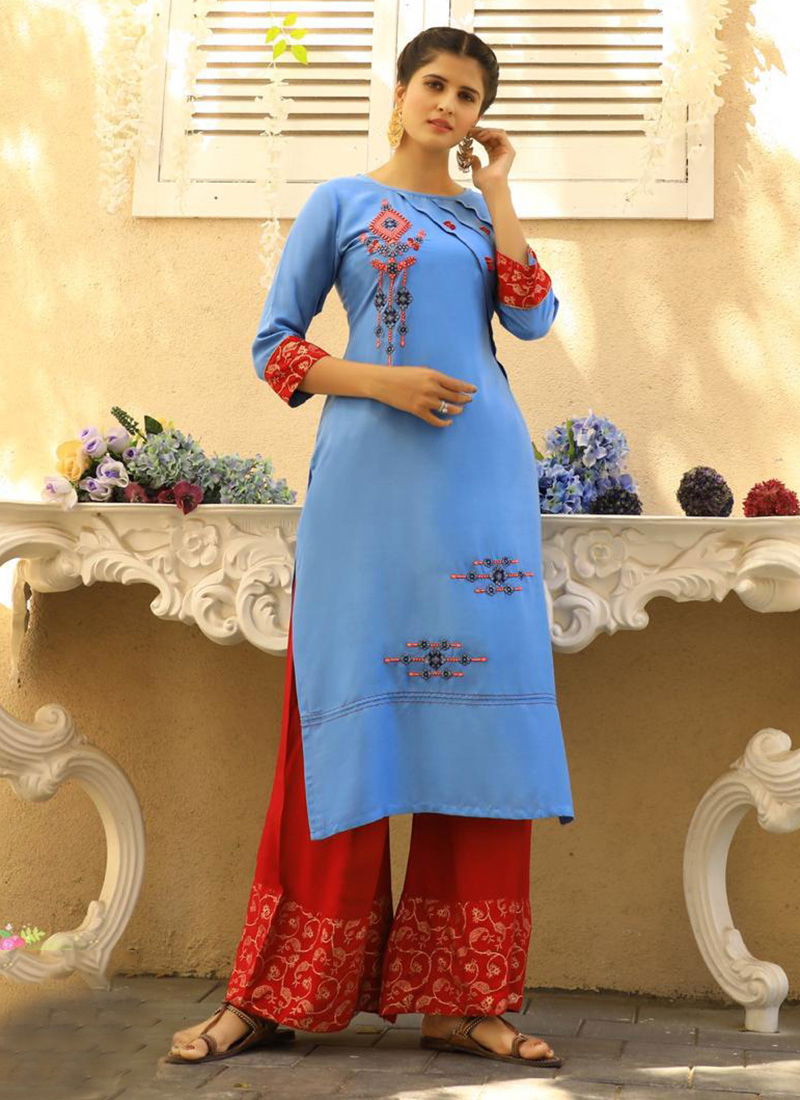 Fashion Girl Vol 2 Rayon Designer Embroidered Party wear Plazzo Kurti Collection 2001-2010